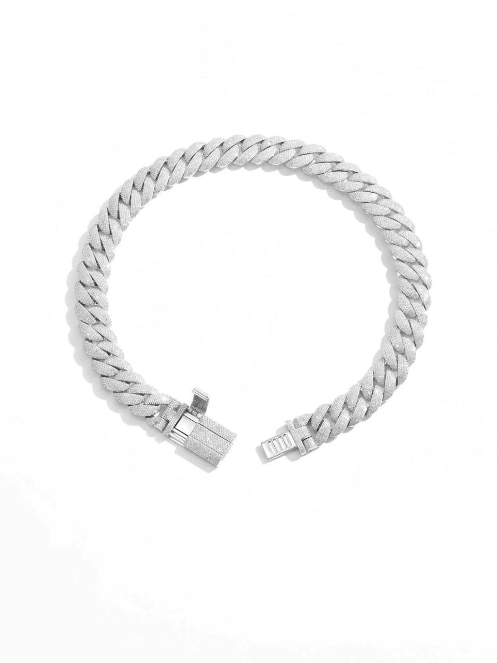 20mm Solid Full Ice Moissanite Miami Cuban Chain with Pin Clasp