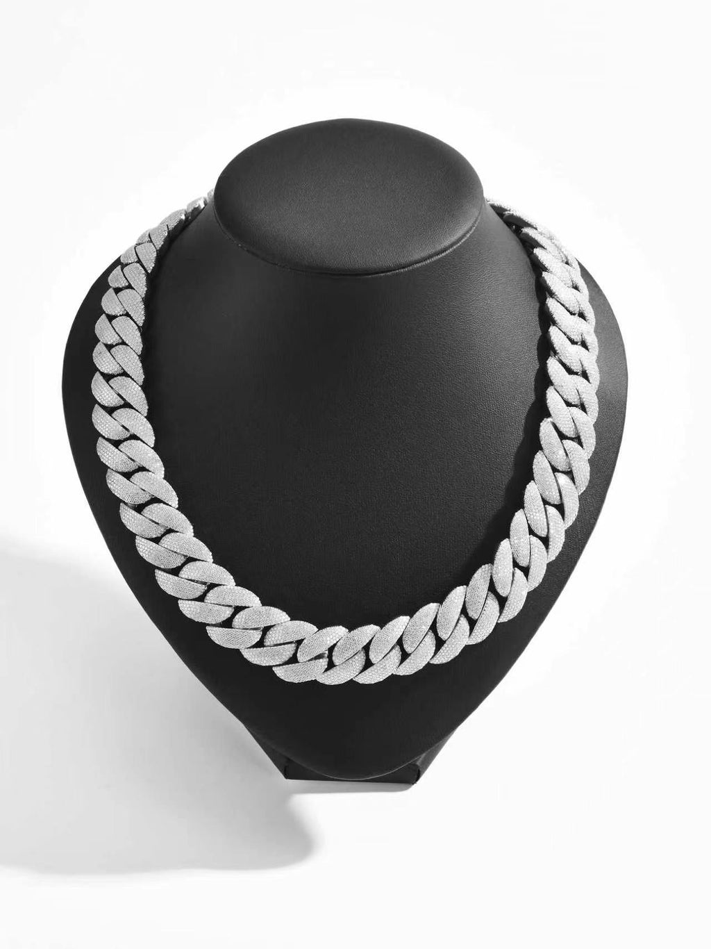 20mm Solid Full Ice Moissanite Miami Cuban Chain with Pin Clasp