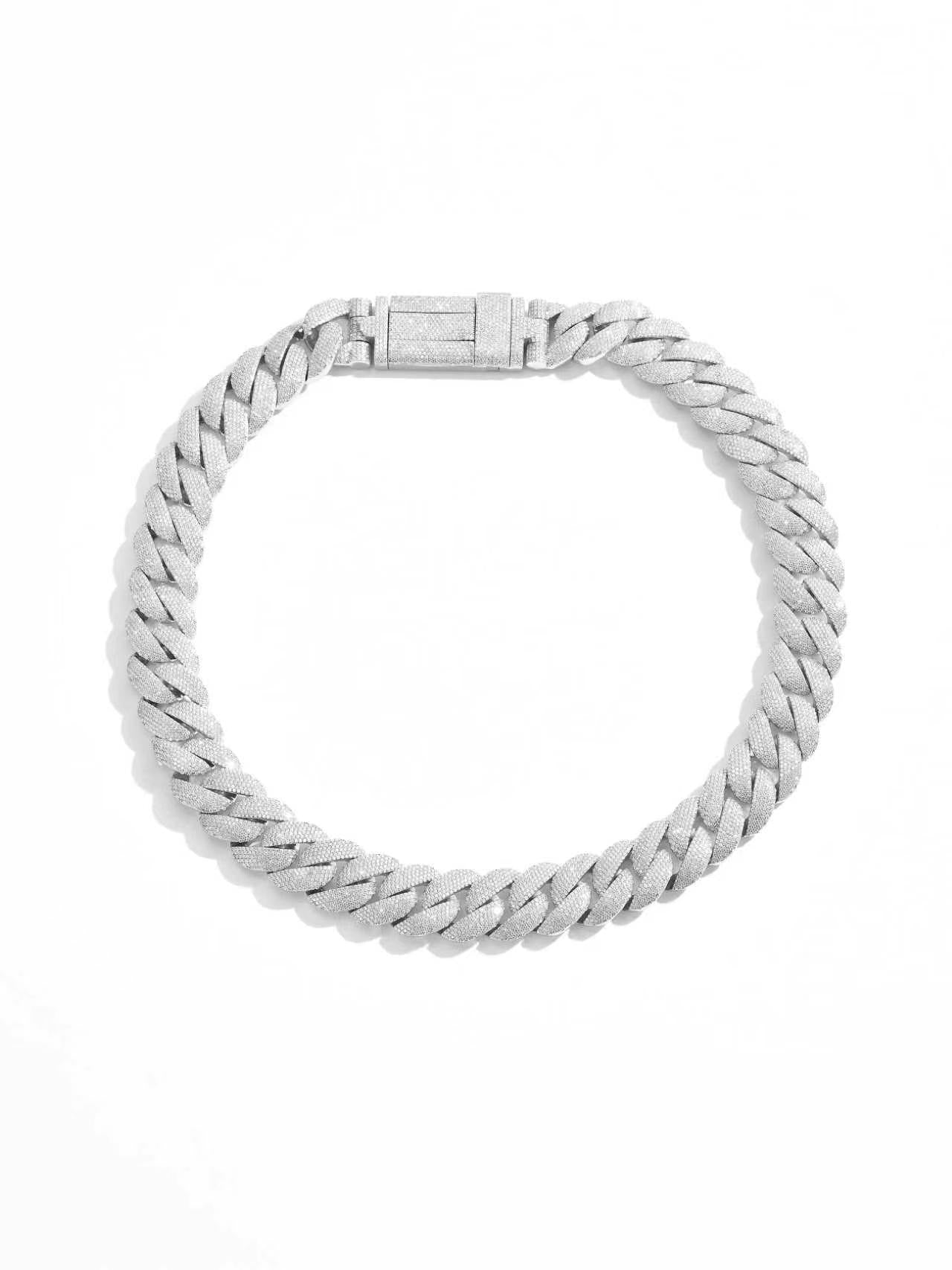 20mm Solid Full Ice Moissanite Miami Cuban Chain with Pin Clasp