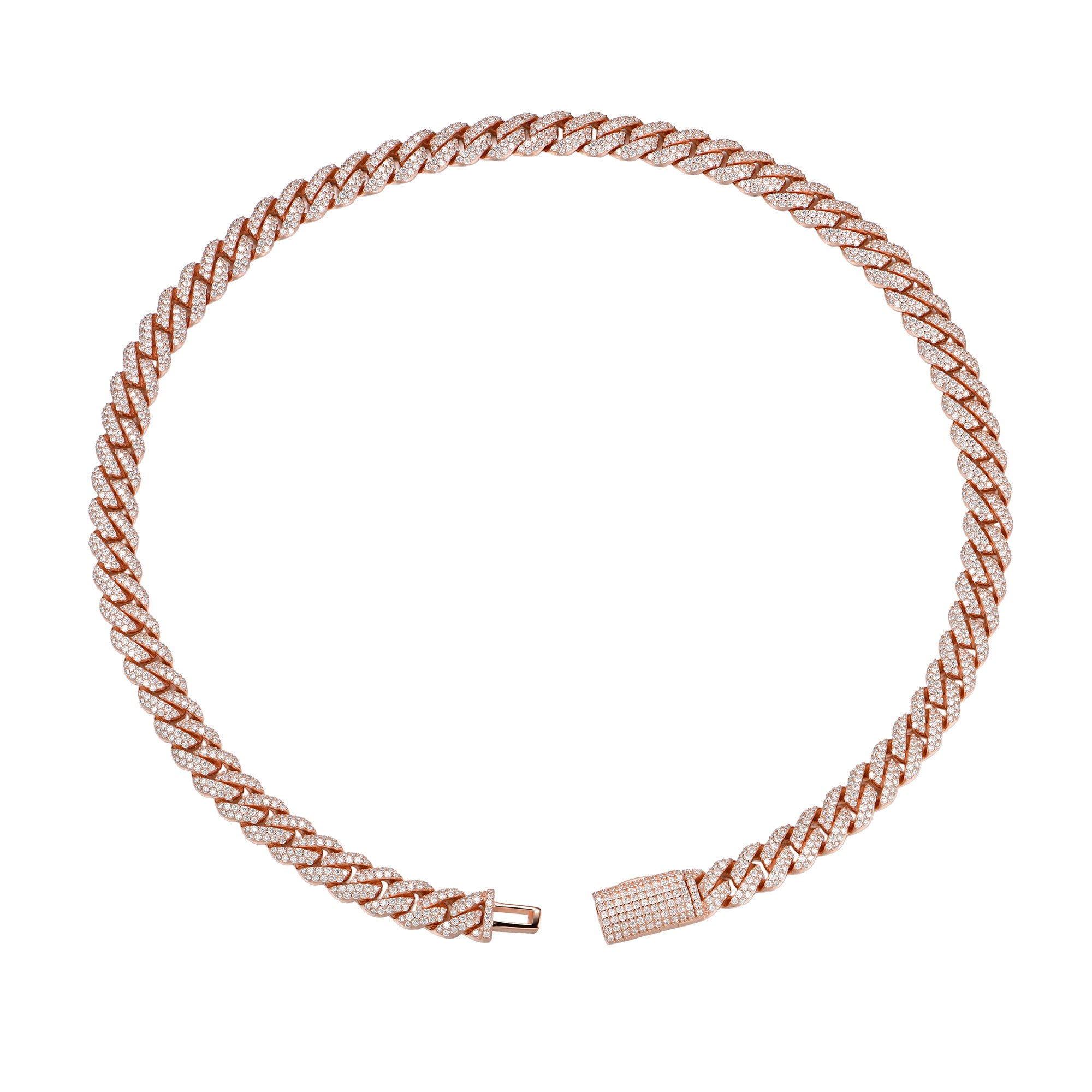 8mm Moissanite Cuban Chain Box Clasp