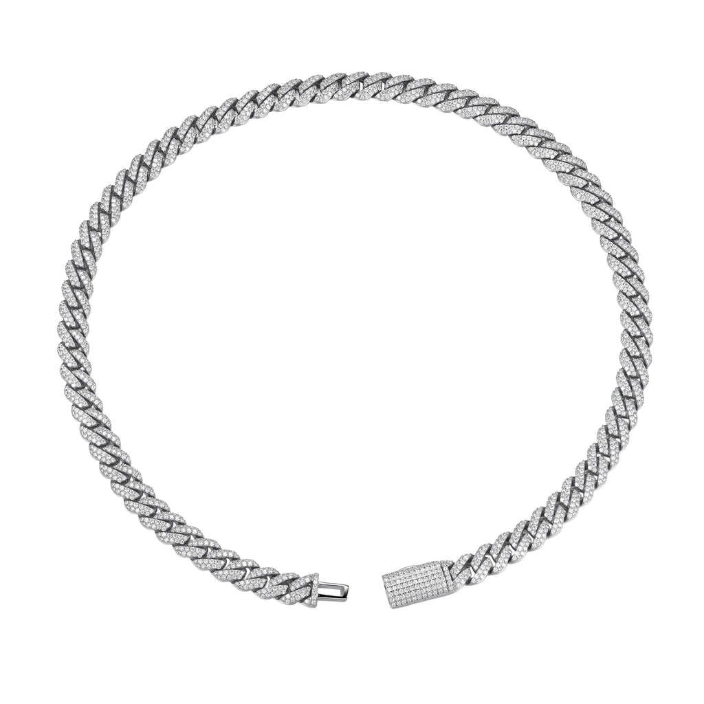 8mm Moissanite Cuban Chain Box Clasp