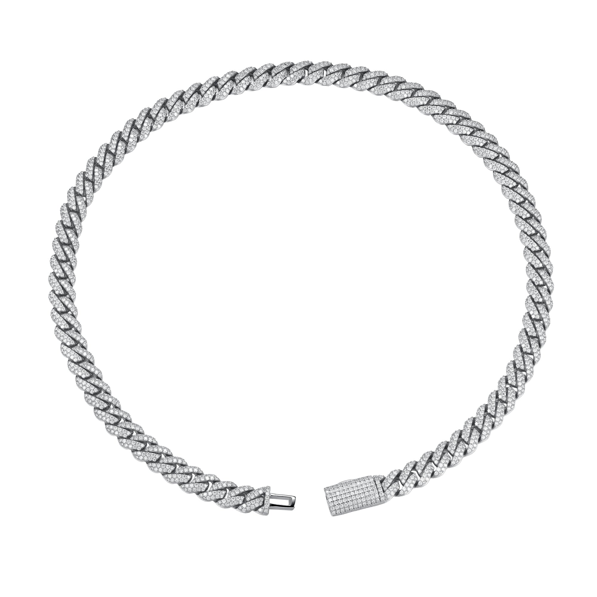 8mm Moissanite Cuban Chain Box Clasp