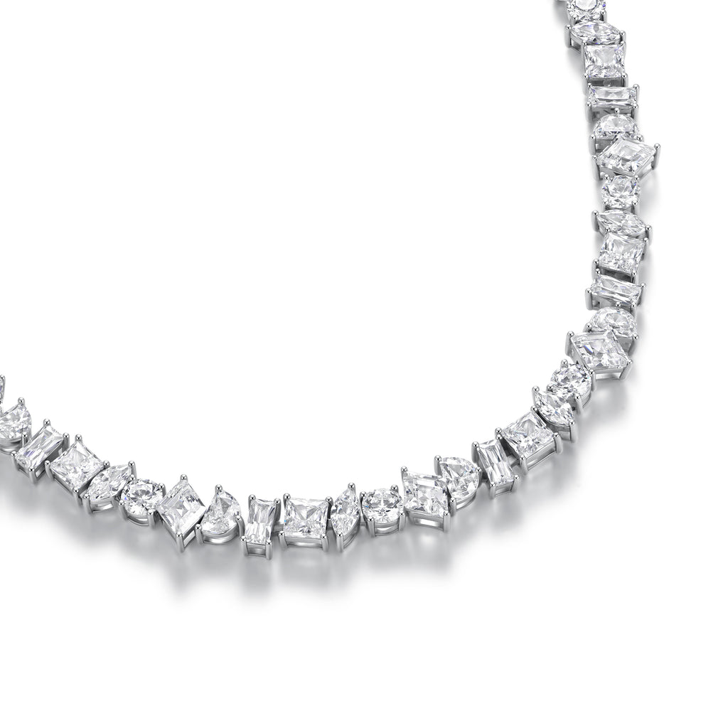 7mm sliver Irregularly Arranged Shaped Stone Chain