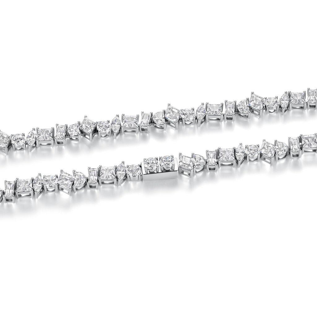 7mm sliver Irregularly Arranged Shaped Stone Chain