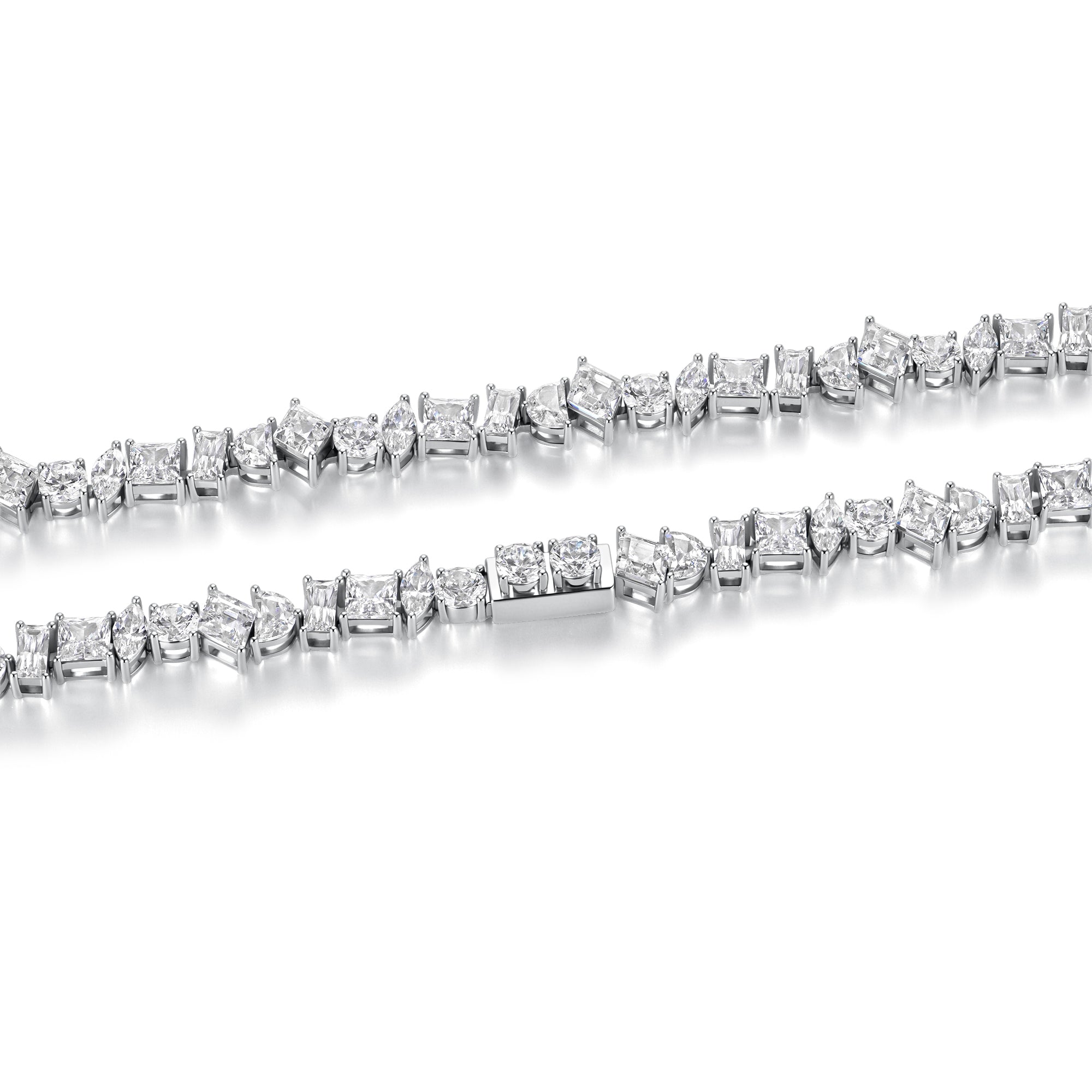 7mm sliver Irregularly Arranged Shaped Stone Chain