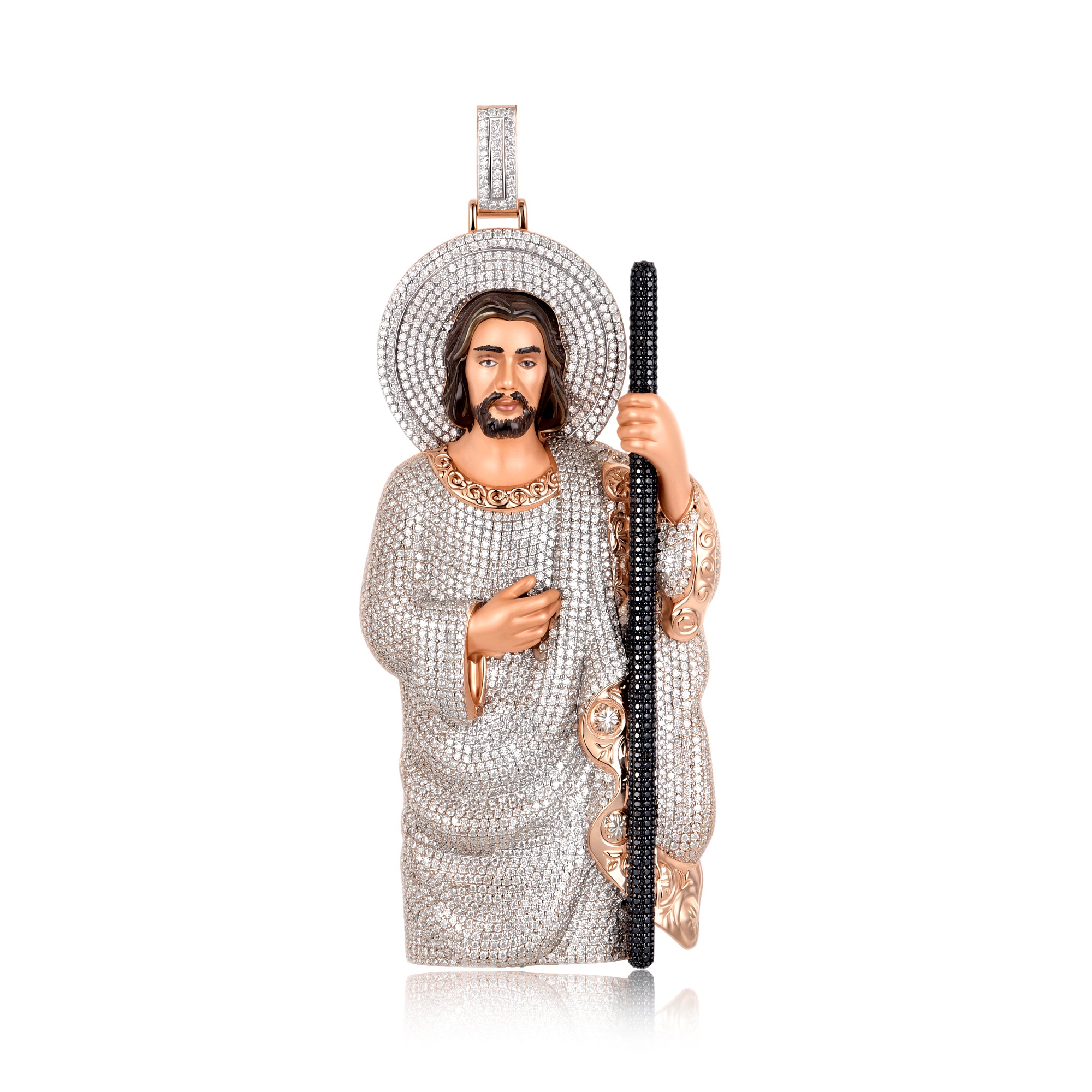 Three-color metal enamel full ice Jesus pendant