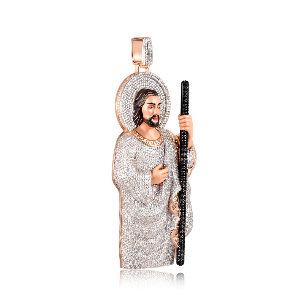 Three-color metal enamel full ice Jesus pendant