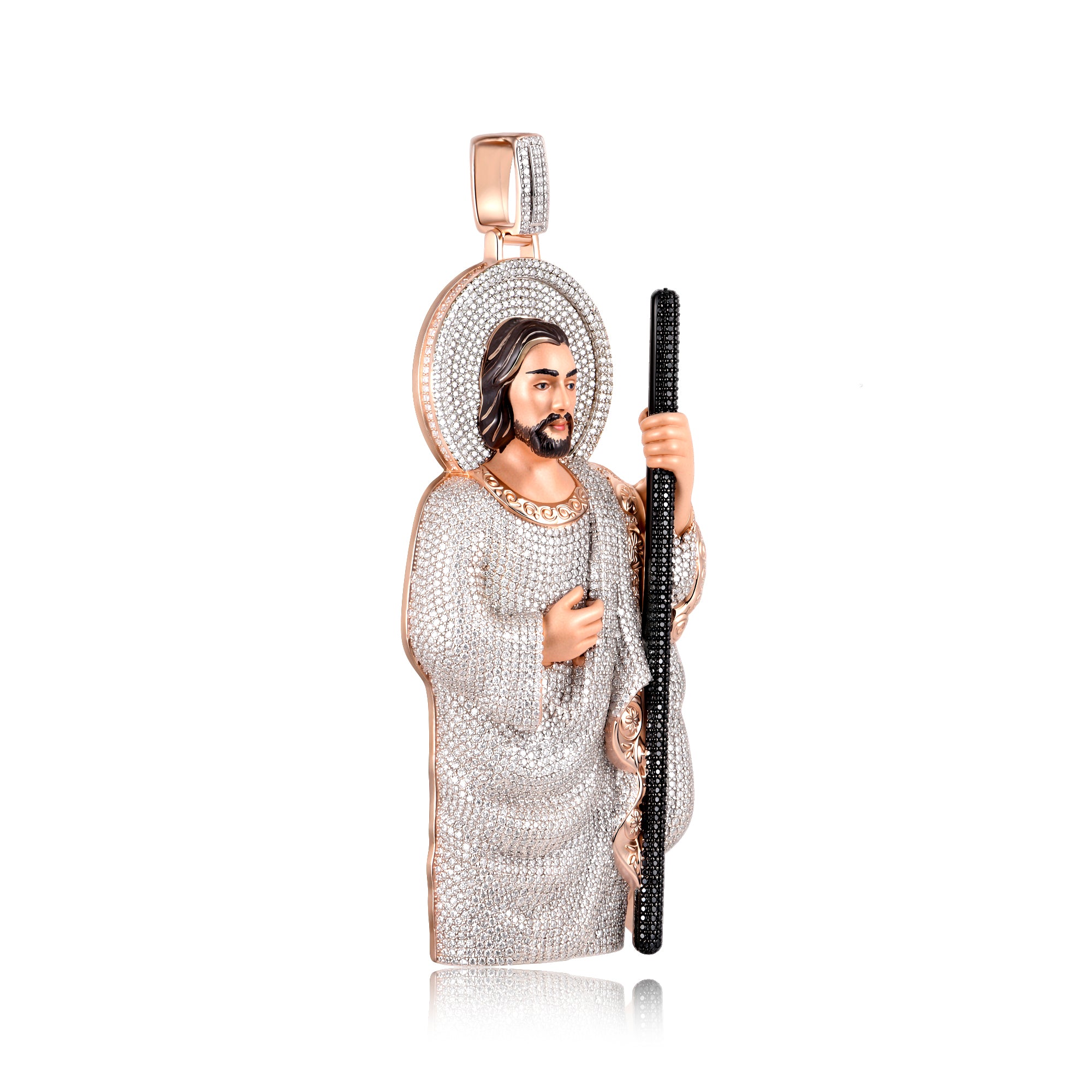 Three-color metal enamel full ice Jesus pendant