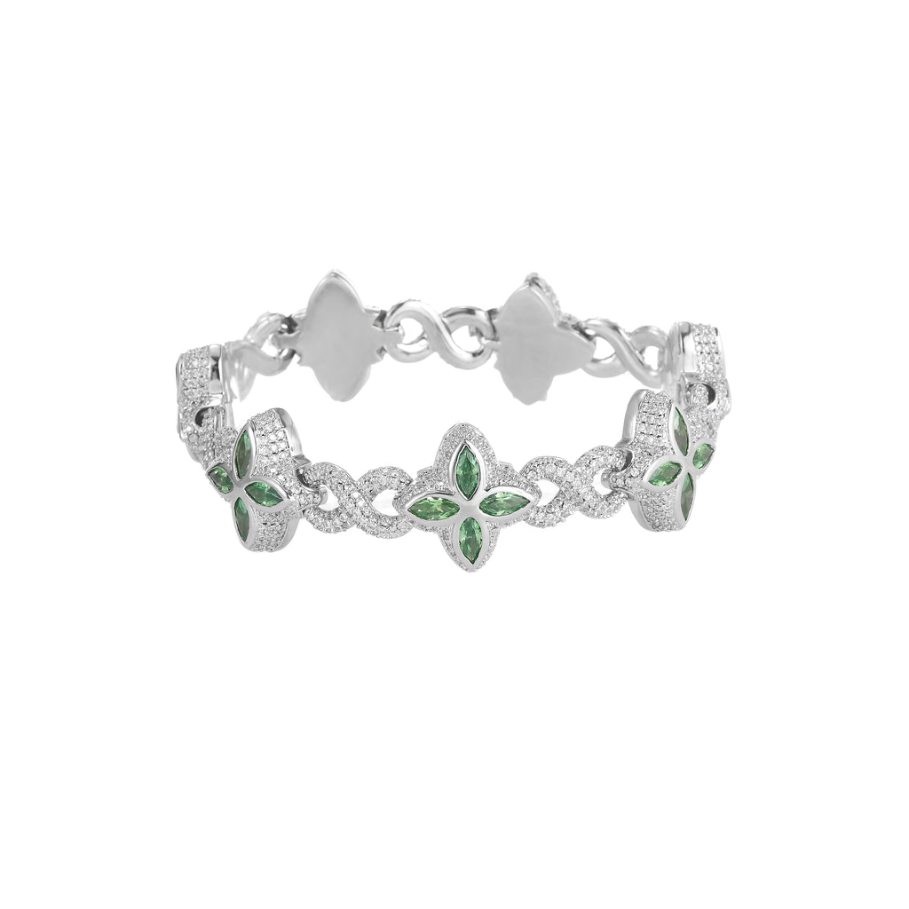 Invisible Clasp Four-Leaf Clover Moissanite Bracelet