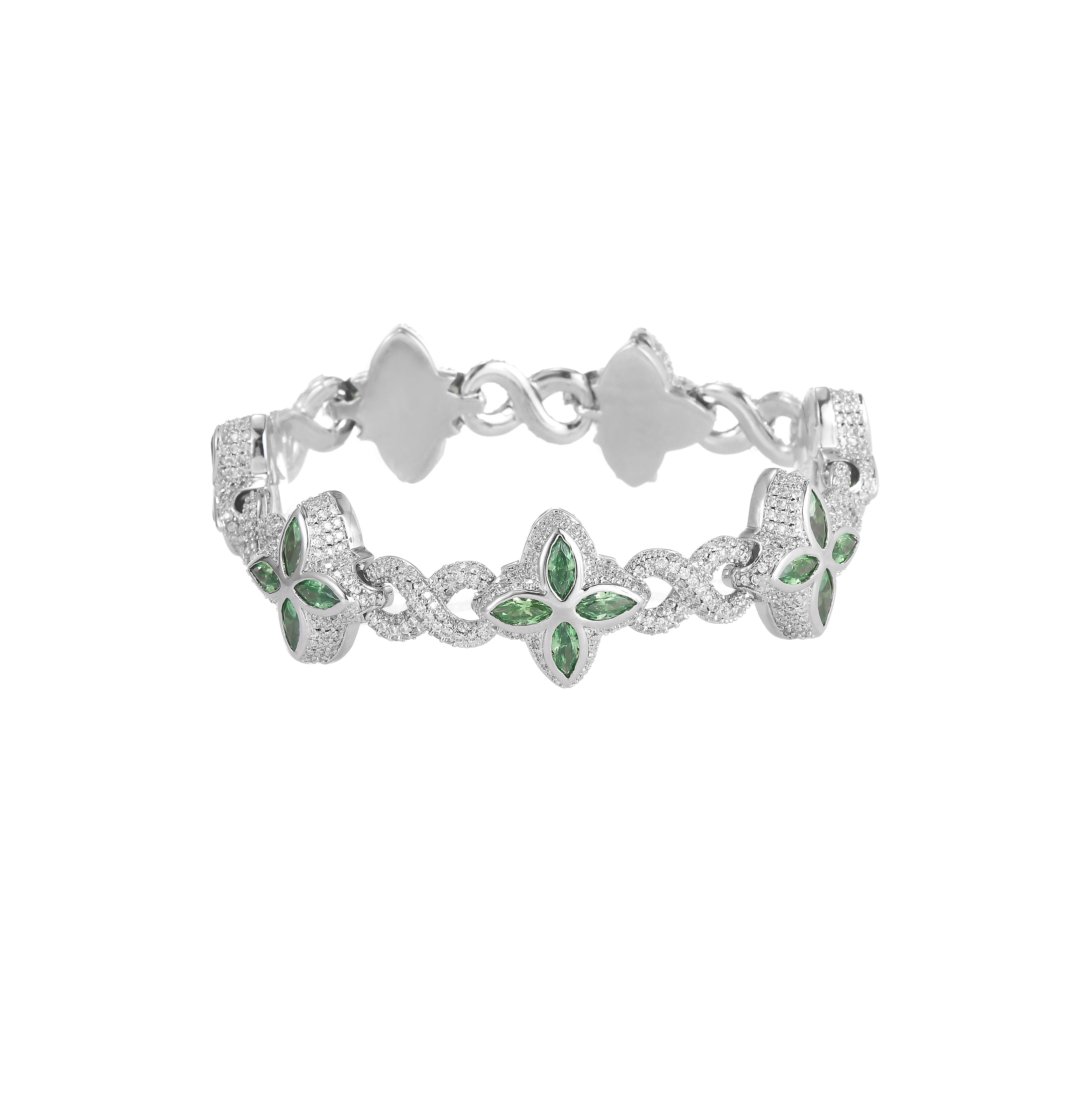 Invisible Clasp Four-Leaf Clover Moissanite Bracelet