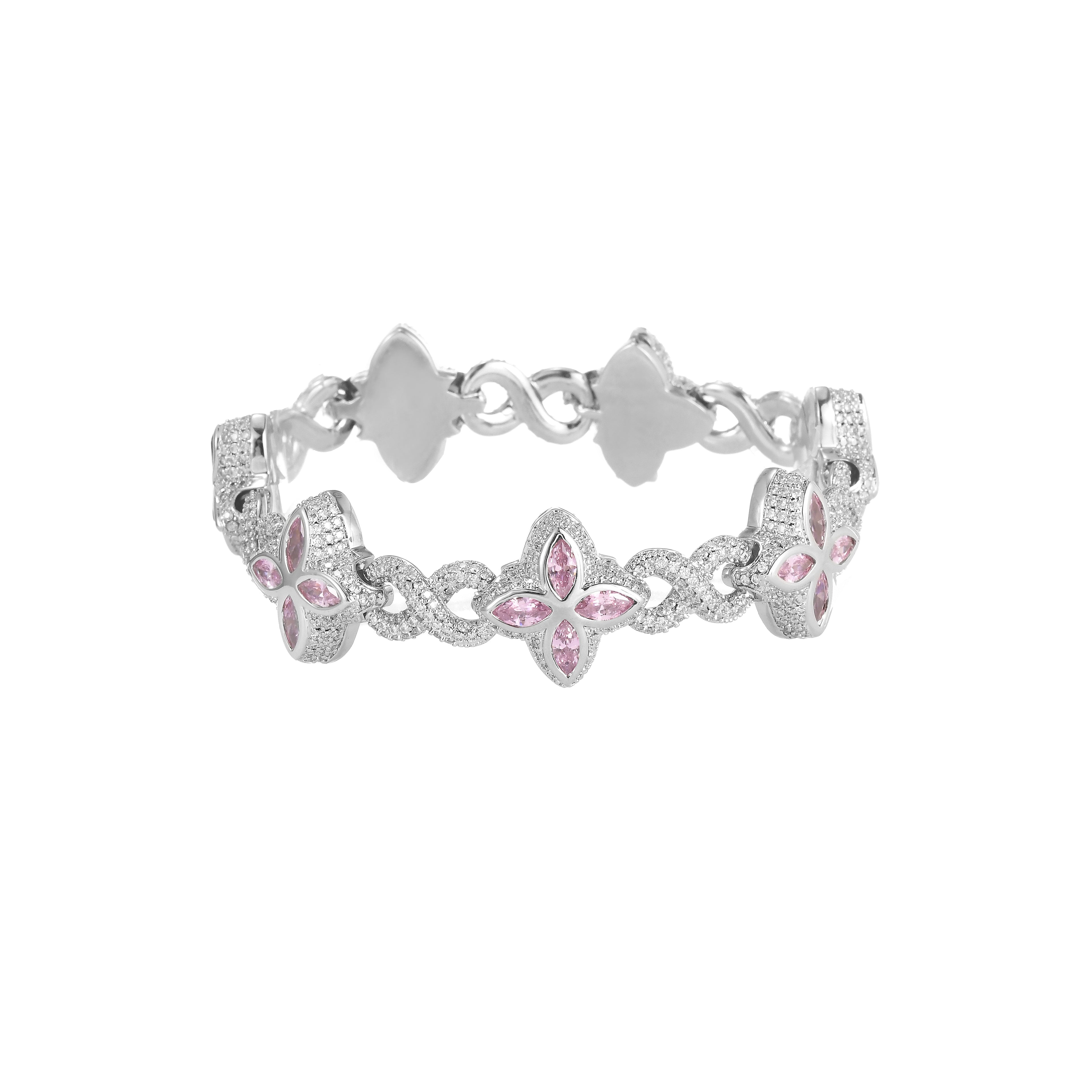 Invisible Clasp Four-Leaf Clover Moissanite Bracelet