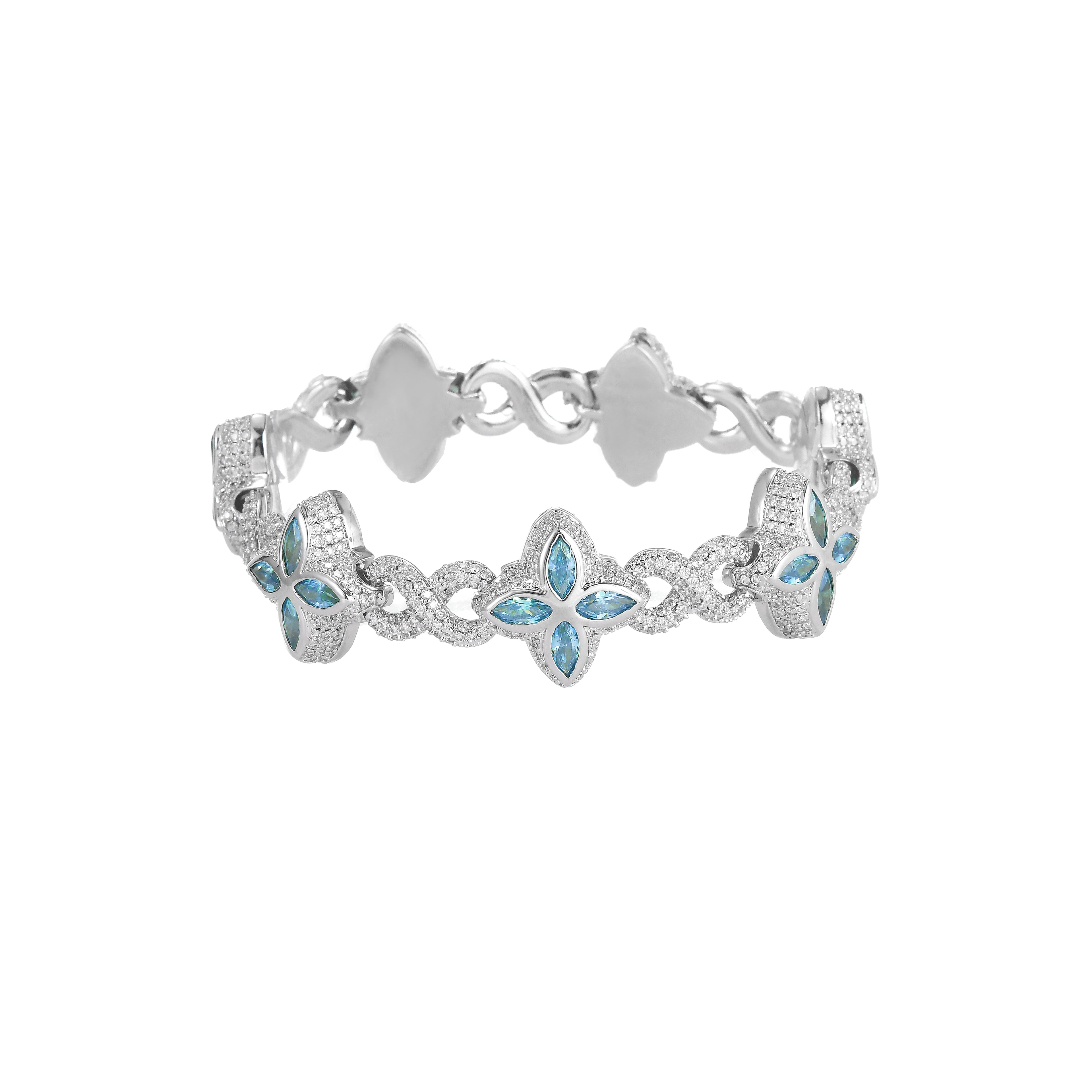 Invisible Clasp Four-Leaf Clover Moissanite Bracelet