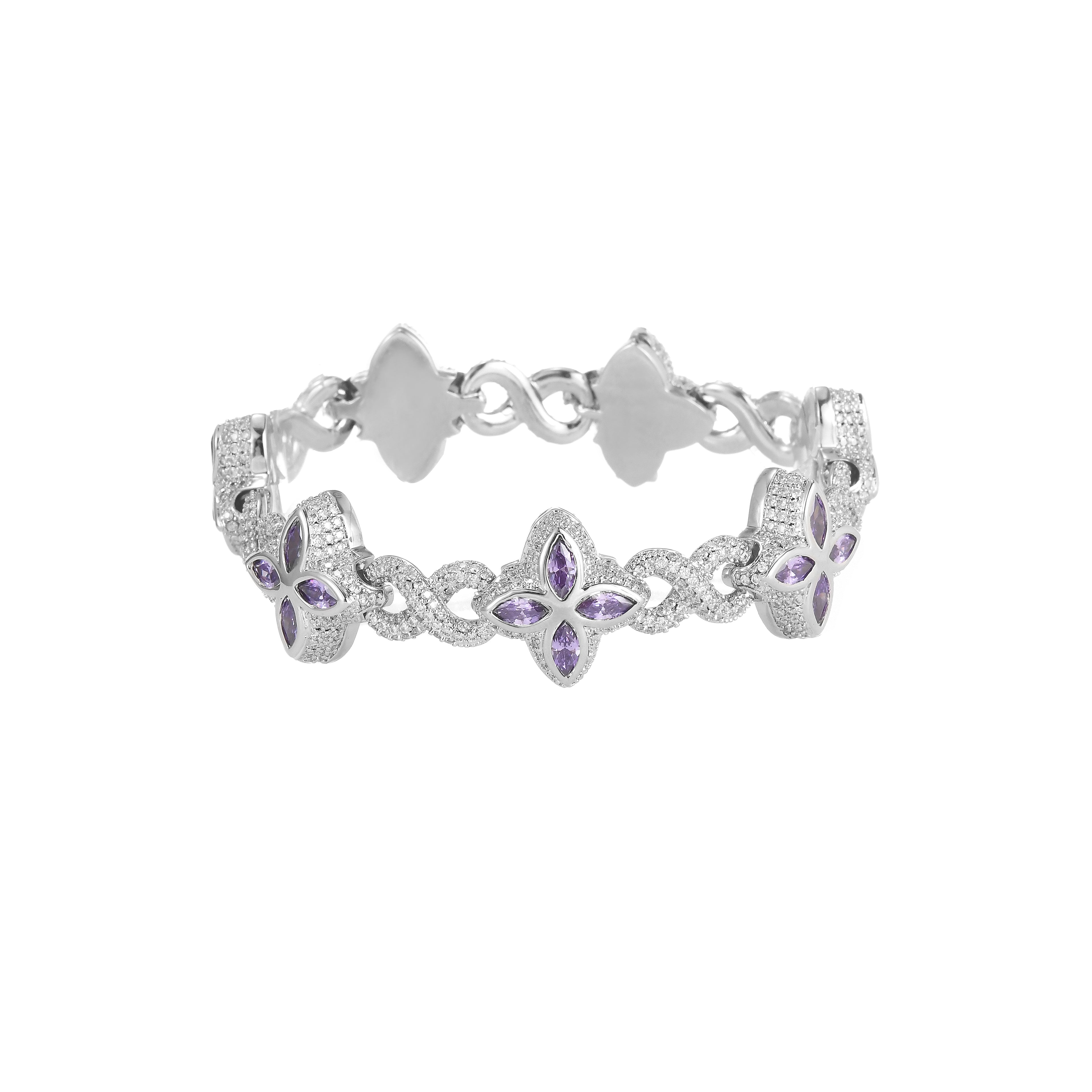 Invisible Clasp Four-Leaf Clover Moissanite Bracelet