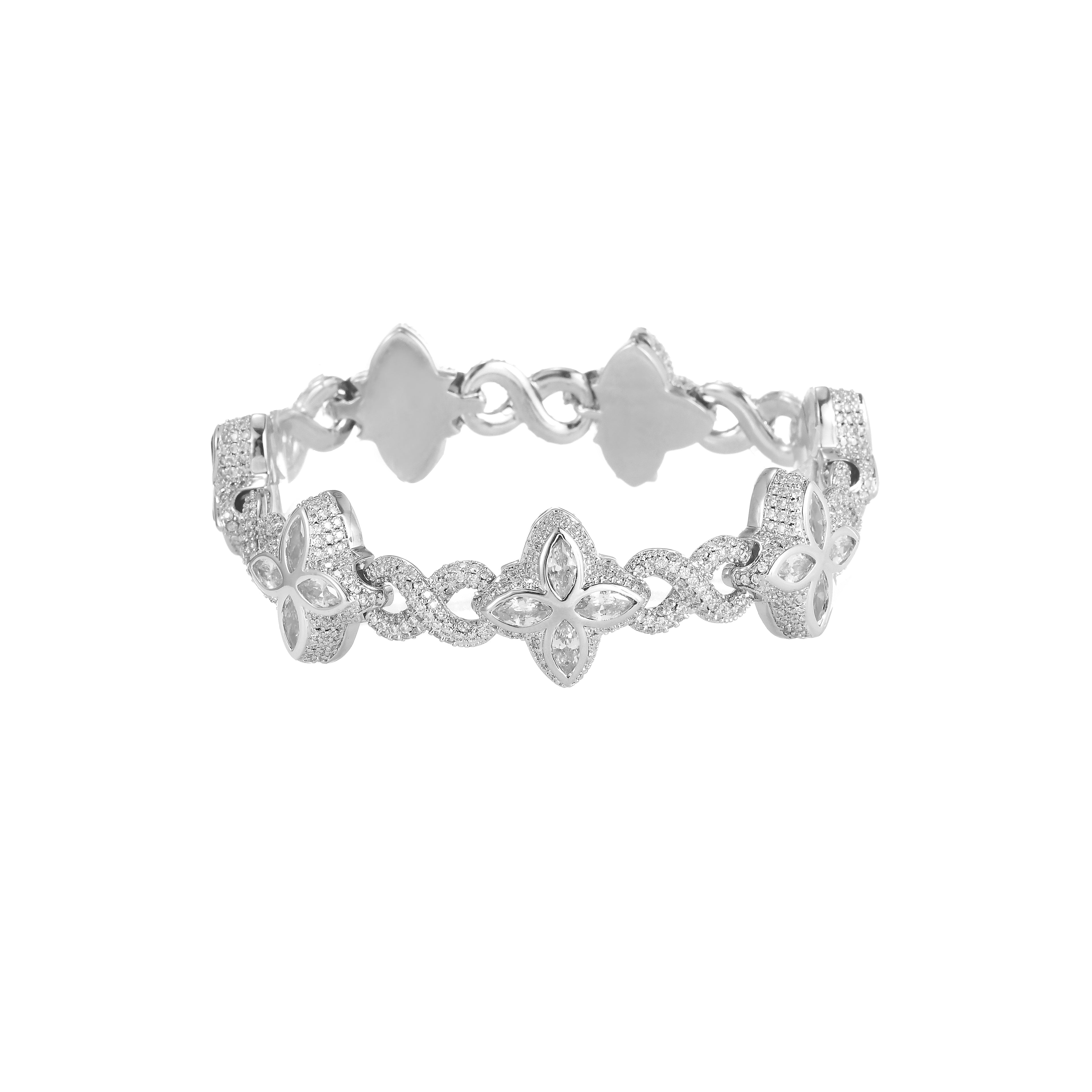 Invisible Clasp Four-Leaf Clover Moissanite Bracelet