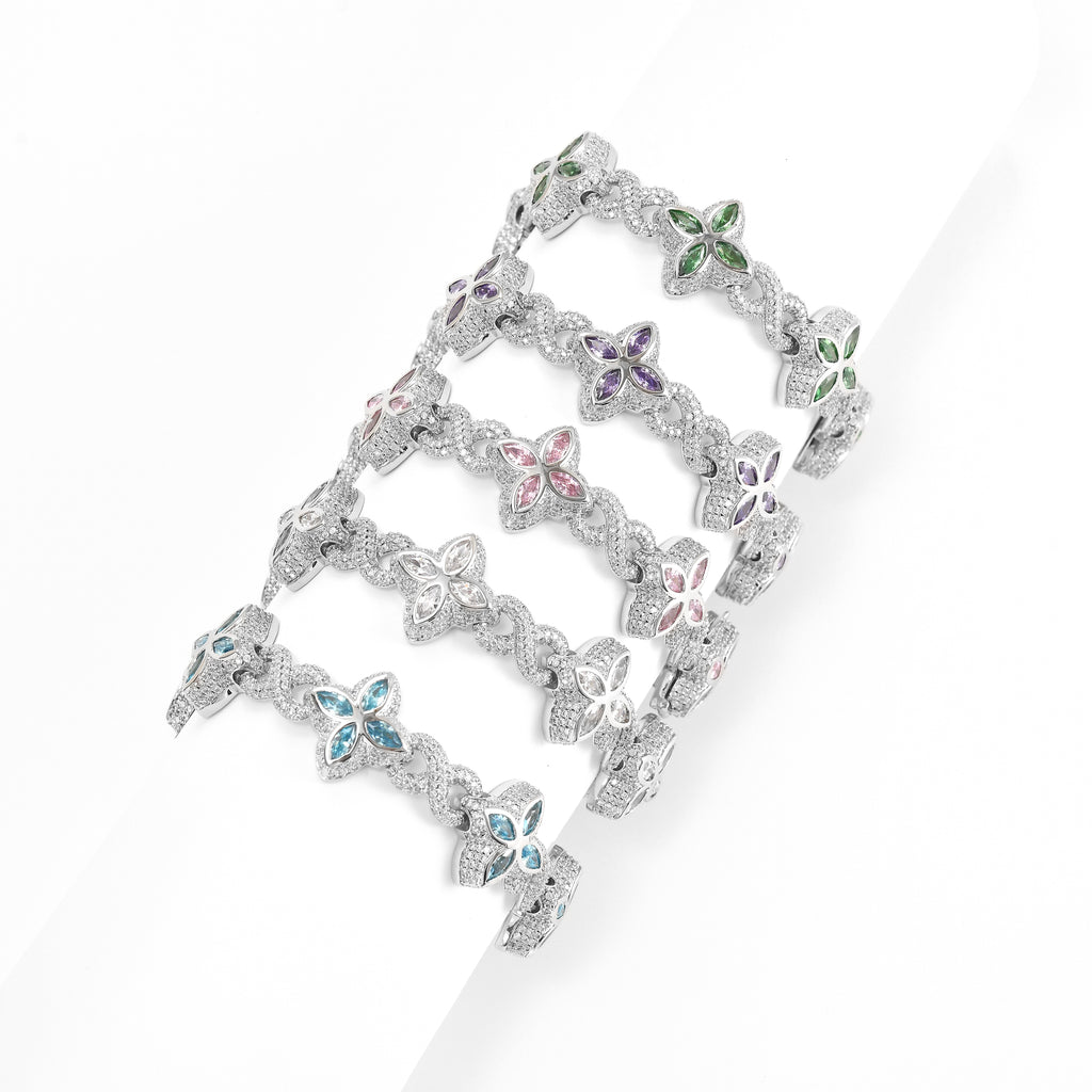 Invisible Clasp Four-Leaf Clover Moissanite Bracelet