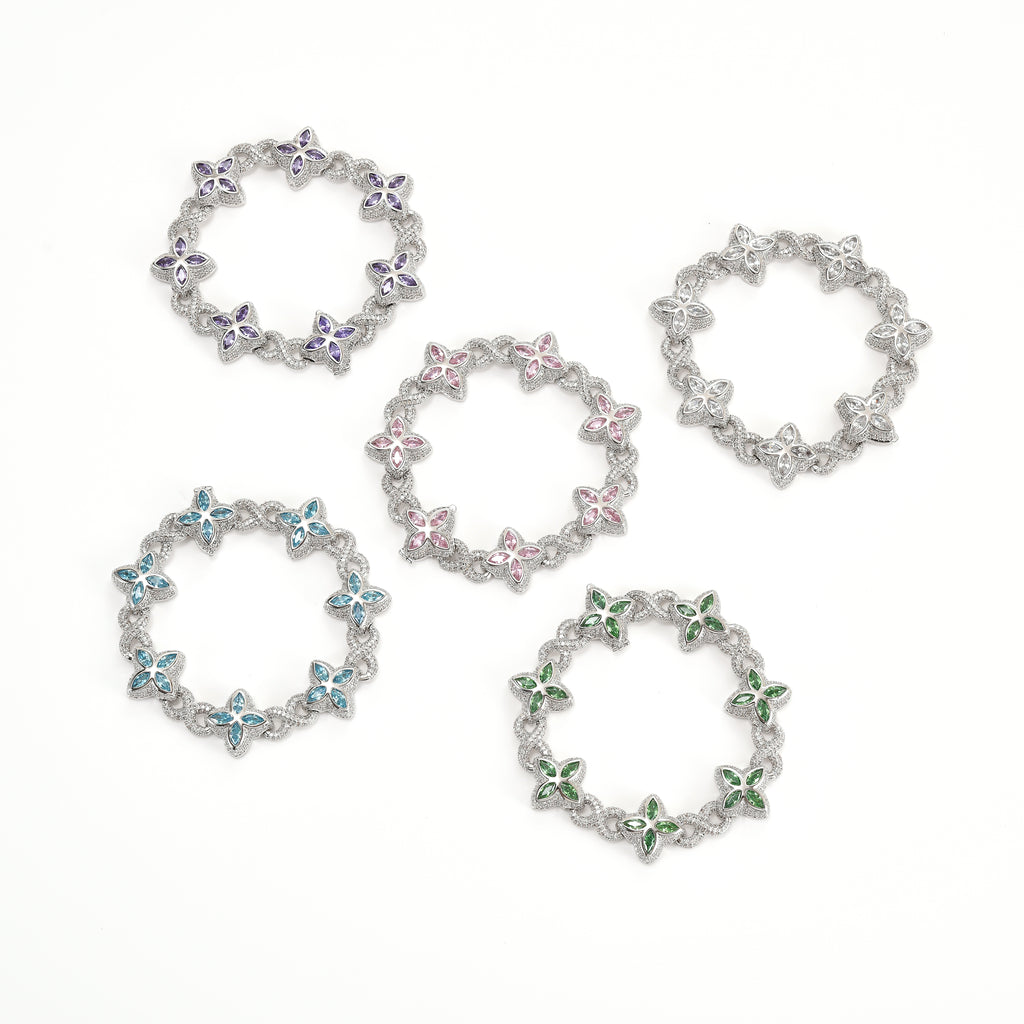 Invisible Clasp Four-Leaf Clover Moissanite Bracelet