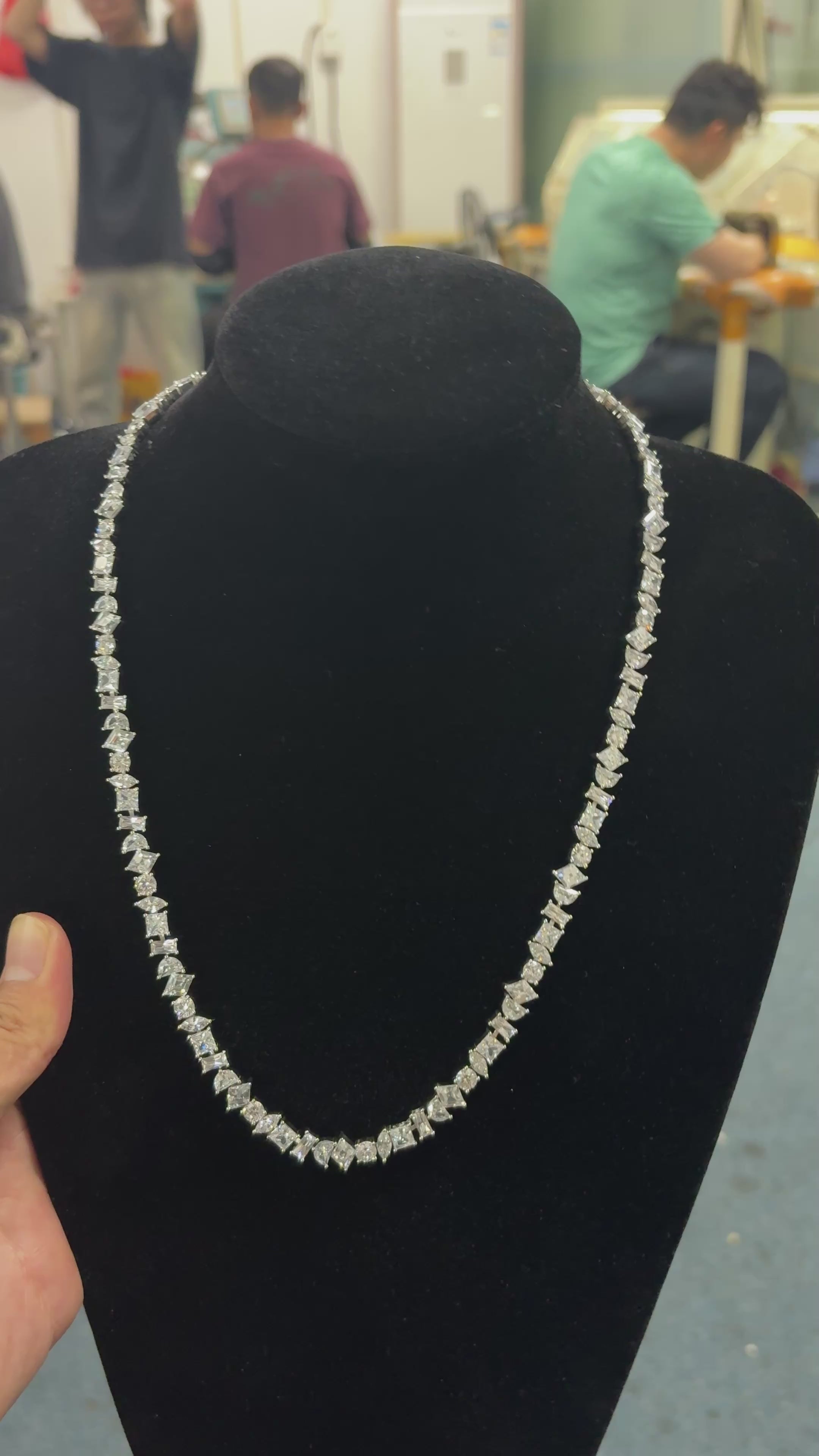 7mm sliver Irregularly Arranged Shaped Stone Chain