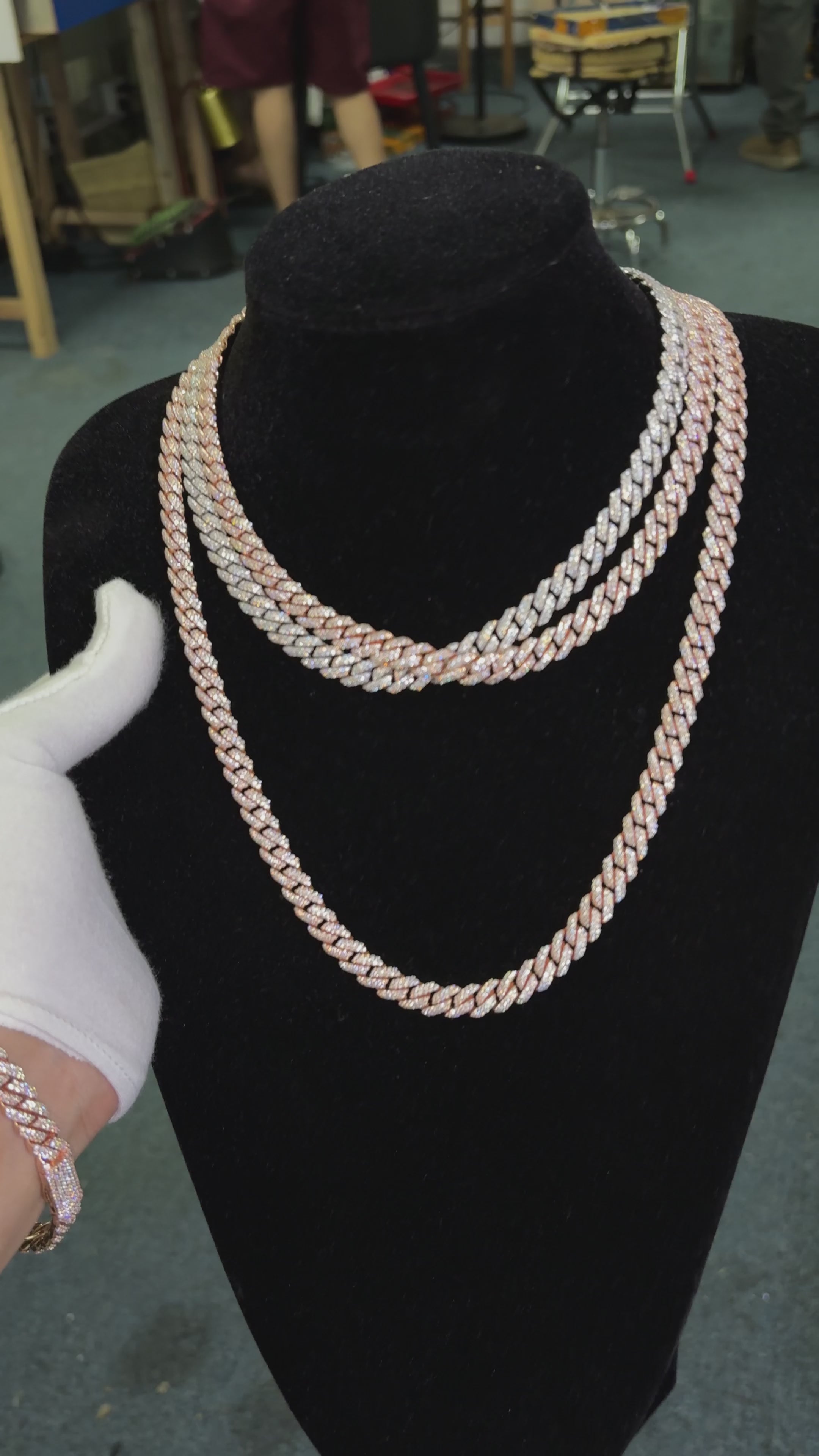 8mm Moissanite Cuban Chain Box Clasp