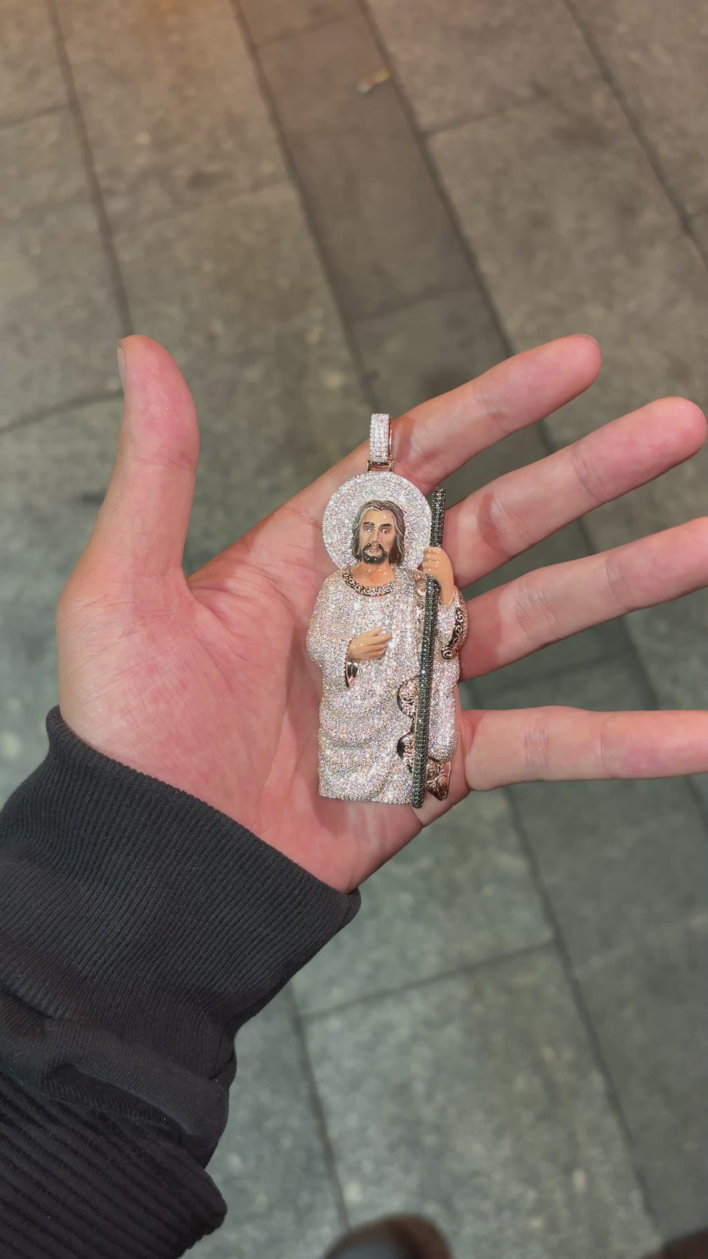 Three-color metal enamel full ice Jesus pendant