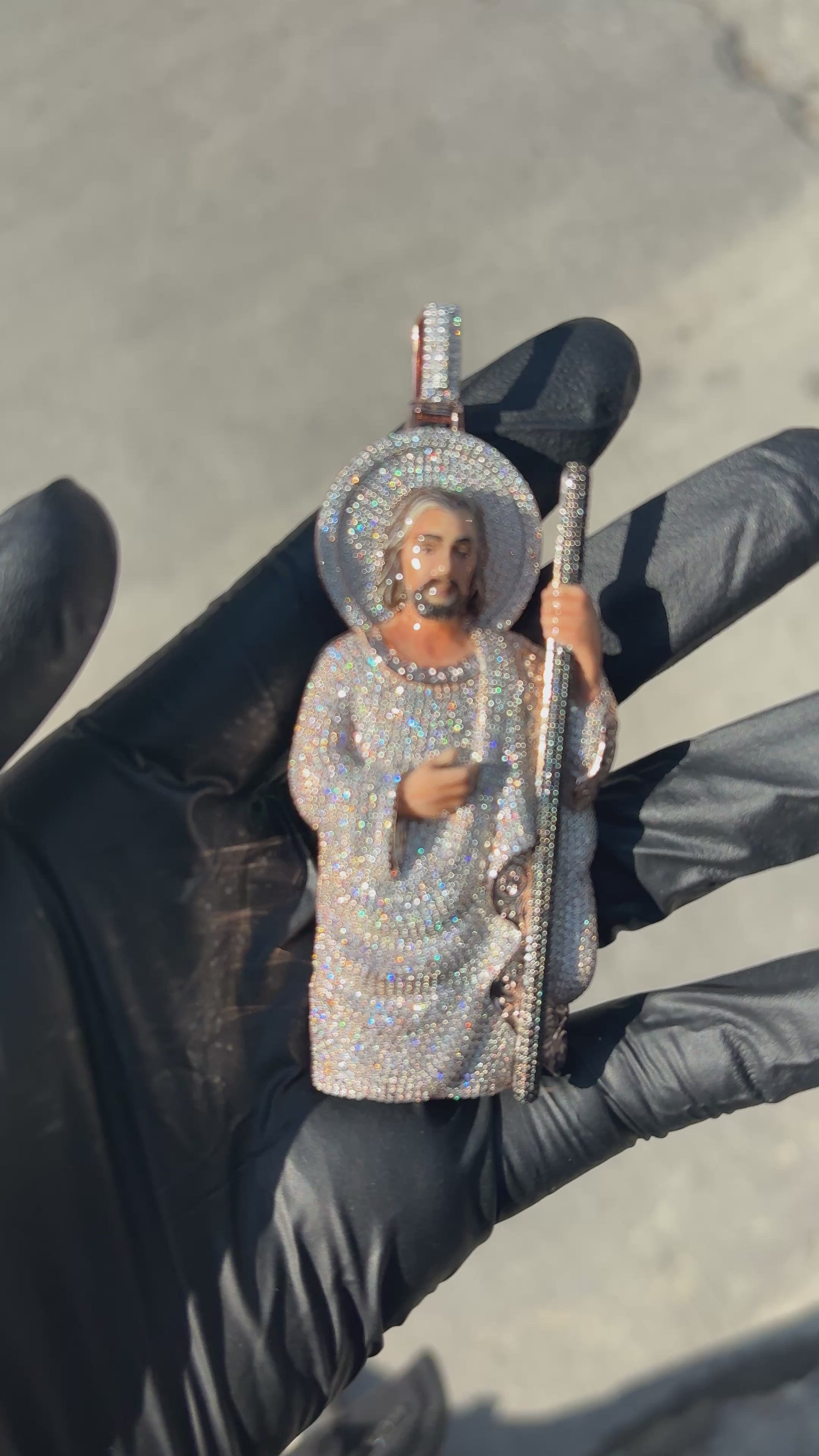 Three-color metal enamel full ice Jesus pendant